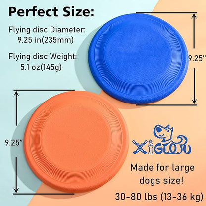 Dog Flying Disc - Durable Rubber Flying Disc Dog Toy - 9.25" Indestructible Rubber Dog Flying Discs