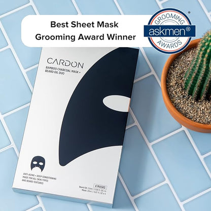 Cardon Face Mask for Bearded Men | Korean Sheet Mask for Men | Bamboo Charcoal Facial Mask and