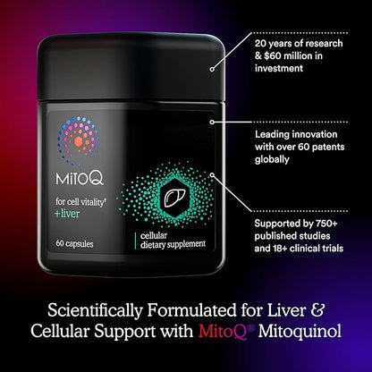 MitoQ +Liver Premium CoQ10 Antioxidant - Contains Mitoquinol Mesylate, Choline, Milk Thistle
