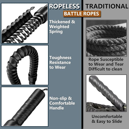 Ropeless Battle Rope for Home Gym, Strength Training,Portable Workout Ropes for HIIT Workouts