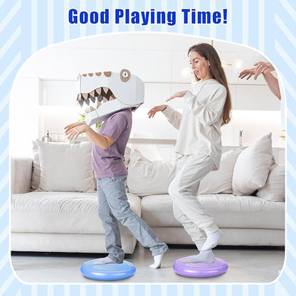 2 Pcs Wiggle Seat Inflated Wobble Cushion Flexible Balance Disc with Air Pump for Core Stability