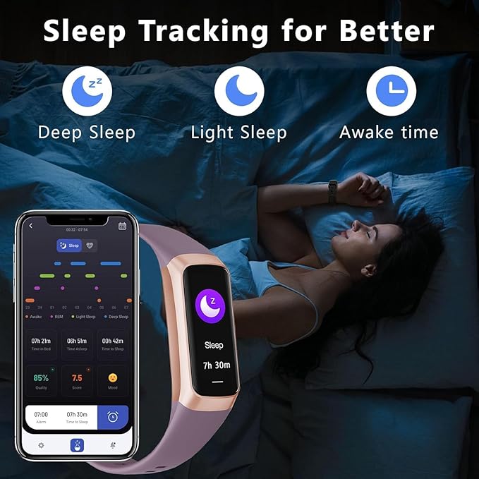 Fitness Tracker with 24/7 Heart Rate Blood Oxygen Sleep Monitor,Activity Tracker with 1.1" AMOLED