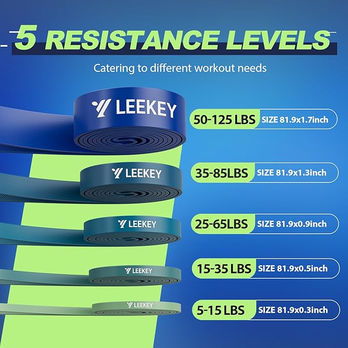 LEEKEY Resistance Bands Set for Pull-Up Assistance & Full-Body Training, Multi-Level Exercise Bands