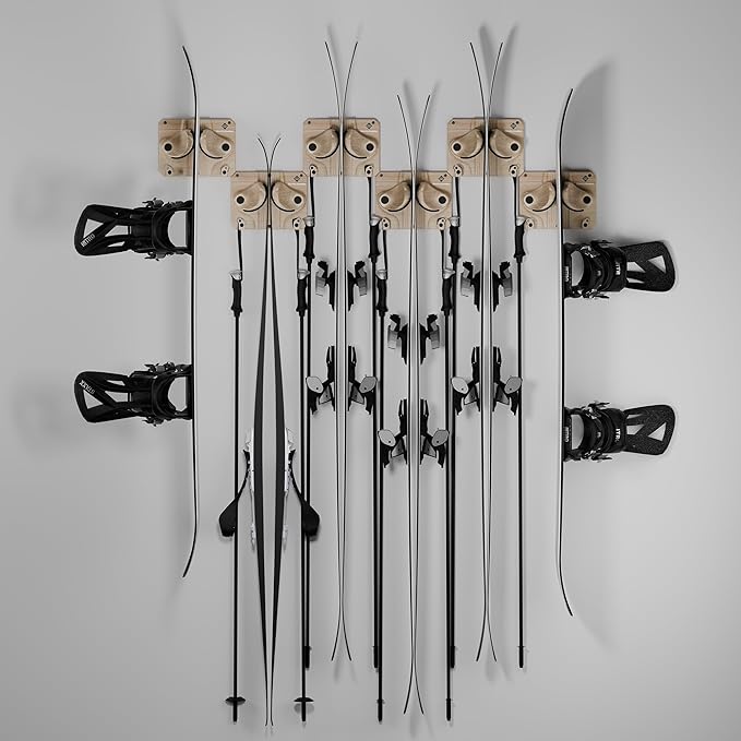 Ultimate Ski & Snowboard Wall Rack | Secure, Non-Slip Storage | Fits Any Ski/Board | Garage