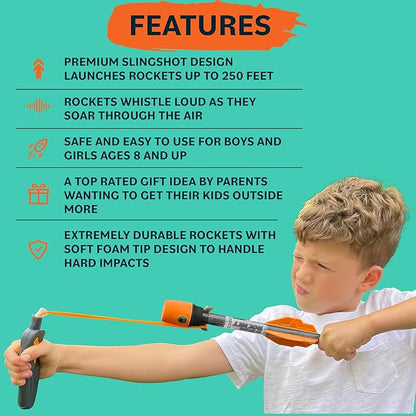 Toy Rocket Launcher for Kids: Outdoor Toys Slingshot Rocket Launchers - Best Gifts for Boys & Girls