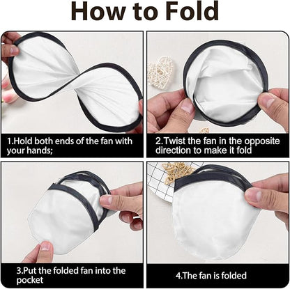 Foldable Flying Disc Fans Set with Bags, 9.8 Inch Black Egde Fabric Beach Flying Disc for Wedding