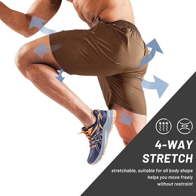 MIER Men's Quick Dry Running Shorts with Zipper Pocket, Elastic Waist Athletic Workout Exercise