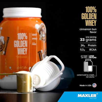 Maxler 100% Golden Whey Protein - 24g of Protein per Serving - Premium Whey Protein Powder for Pre