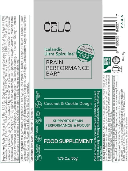 ORLO BRAIN PERFORMANCE BAR ??Vegan Protein Bars for Brain & Energy Support ??Focus & Memory, Pre &