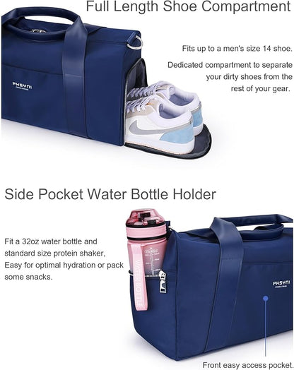 Gym Bag for Women and Men with Shoe Compartment & Wet Pocket - Duffle Bag for Travel Sports Fitness