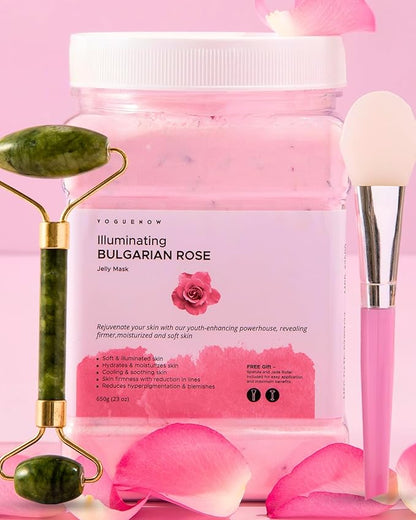 Jelly Face Mask for Facials - Bulgarian Rose Hydrating, Brightening & Nourishing Jelly Mask with