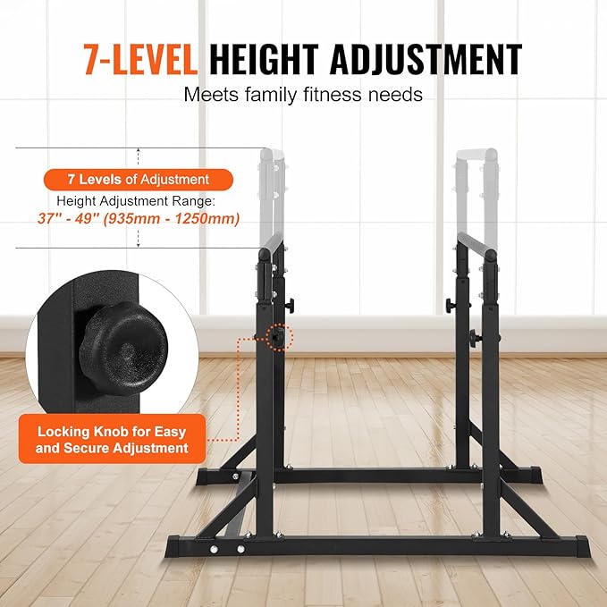 VEVOR Dip Bar, 800 lbs Capacity, Heave Duty Dip Stand Station with Adjustable Height, Fitness