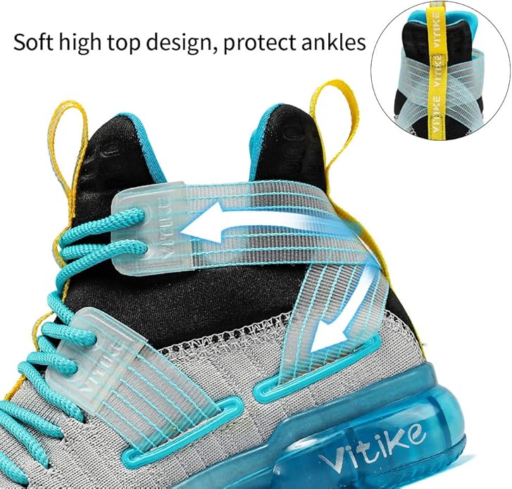 VITUOFLY Kids Basketball Shoes Boys Air Cushion Sneakers Girls Mid Top School Hoops Shoes Non-Slip