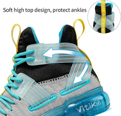 VITUOFLY Kids Basketball Shoes Boys Air Cushion Sneakers Girls Mid Top School Hoops Shoes Non-Slip