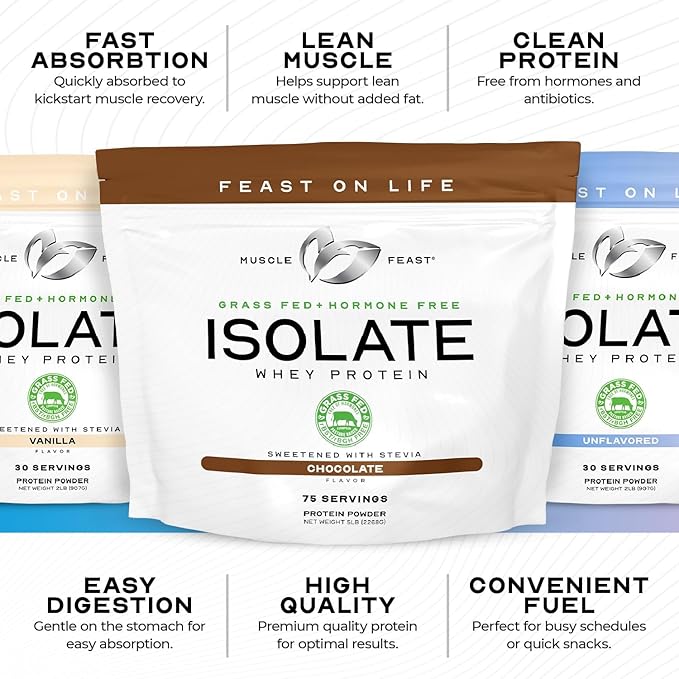 Muscle Feast Grass-Fed Whey Protein Isolate, All Natural Hormone Free Pasture Raised, Whey Isolate