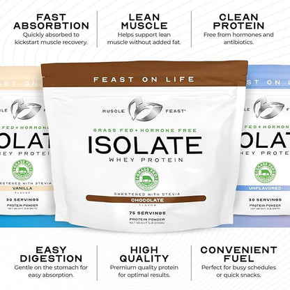 Muscle Feast Grass-Fed Whey Protein Isolate, All Natural Hormone Free Pasture Raised, Whey Isolate