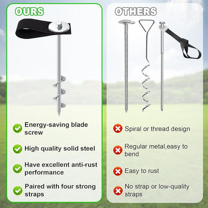 Eurmax USA Ground Anchors Screw in Trampoline Anchors High Wind Tent Stakes Heavy Duty Ground