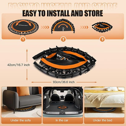 ANCHEER 40" Foldable Mini Trampoline,Max Load 450lbs/550lbs Indoor Trampoline,with 4 Level