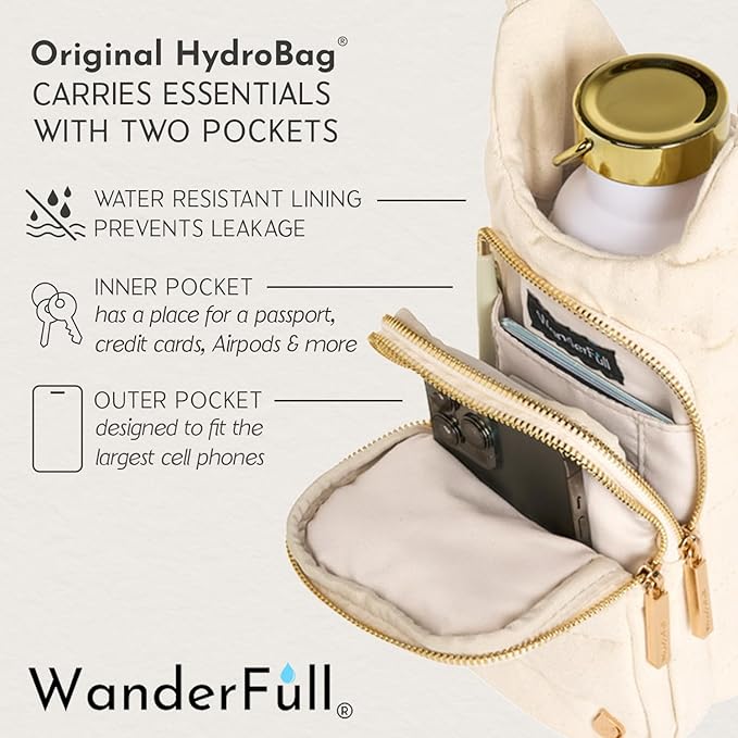 WanderFull® Original HydroBag® Collection, Water Bottle Holder w/Strap & Phone Pocket, Hands-Free