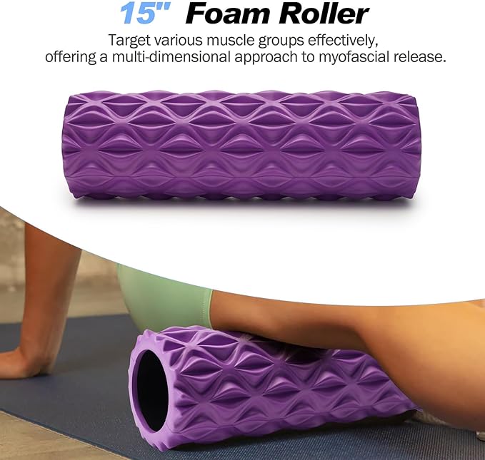 5 in 1 Foam Roller Set Trigger Point Foam Roller, Massage Roller Stick, Massage Ball, Stretching