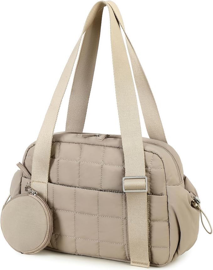 CAMTOP Mini Gym Bag for Women, Small Gym Tote Bag Puffy Quilted Sports Duffel Bag with Wet