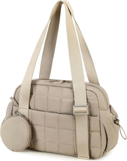 CAMTOP Mini Gym Bag for Women, Small Gym Tote Bag Puffy Quilted Sports Duffel Bag with Wet