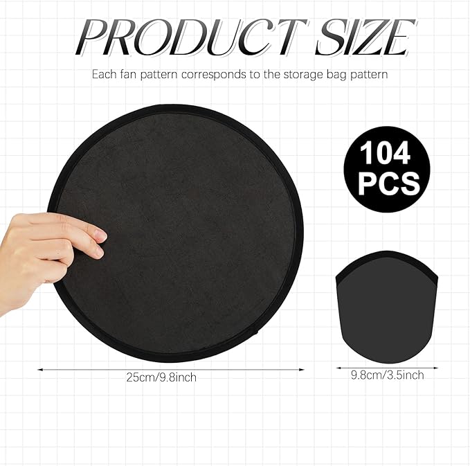 Gejoy Foldable Flying Disc Fans Bulk with Bags 9.8 Inch DIY Sublimation Handheld Cooling Fan Beach