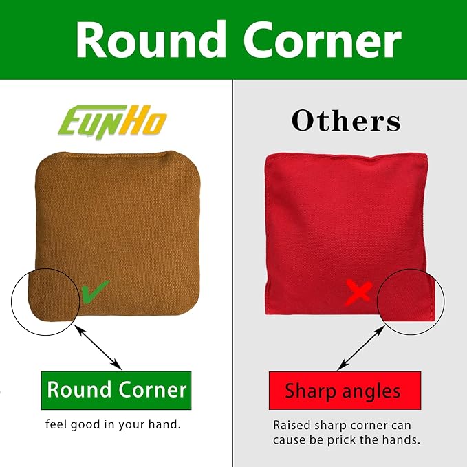 EunHo Cornhole Bags Set of 8 Regulation Size & Weight Corn Hole Bean Bags Official Professional All
