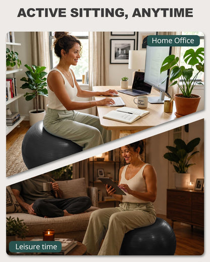 Trideer Extra Thick Yoga Ball Exercise Ball, 5 Sizes Ball Chair, Heavy Duty Swiss Ball for Balance