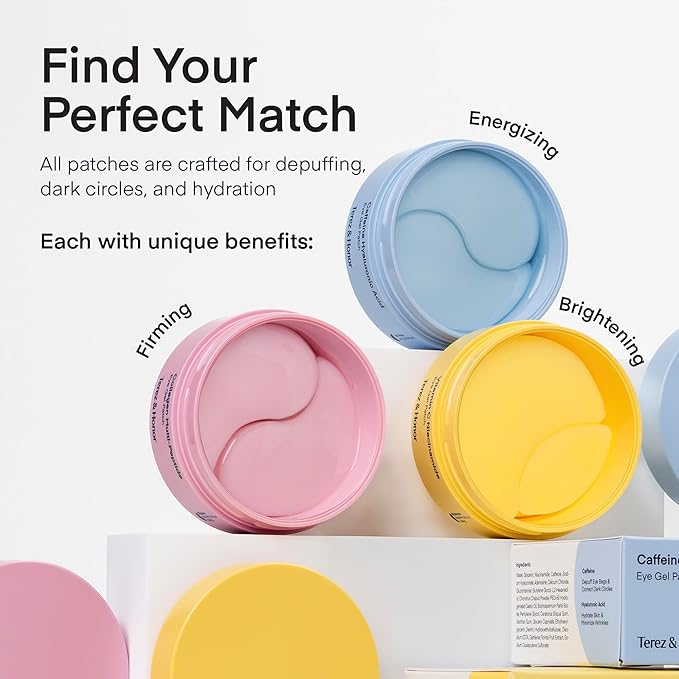 TEREZ & HONOR Vitamin C Eye Patches - 60 Pcs Korean Brightening & Hydrating Under Eye Masks with