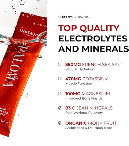 Instant Hydration Electrolytes Powder Packets - Paloma Electrolyte Drink Mix - Zero Sugar - Keto