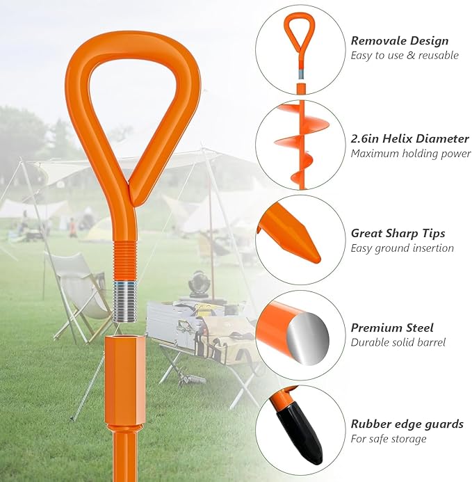 Phopich 18''/30" Long Ground Anchor, Heavy Duty Earth Anchors Ground Anchors Screw in Kit with