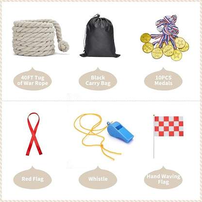 Tug of War Rope for Kids and Adults,Outdoor Games Field Day Family Reunion Birthday Party Games