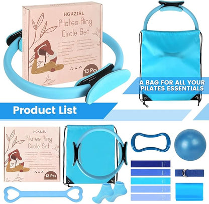 Home Pilates Essentials Kit for Women,Pilates Equipment Set with 9 Inch Yoga Ball,Figure 8