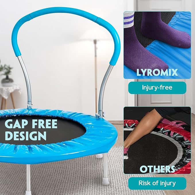 36-Inch Kids Trampoline with Handle - Indoor Mini Tranpoline for Toddlers, Small Fitness Rebounder