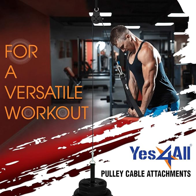 Yes4All Tricep Press Down Cable Machine Attachment Set, LAT Pulldown Attachment, Cable Machine