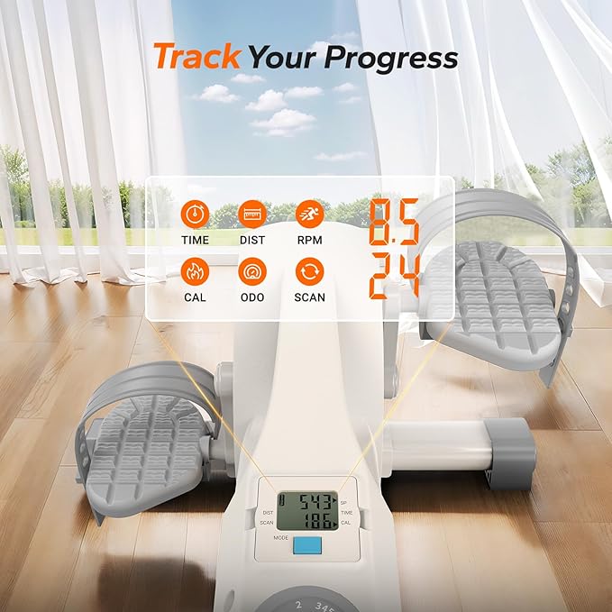 Under Desk Bike Pedal Exerciser, Quiet Magnetic Mini Exercise Bike with MERACH App for Arm, Leg