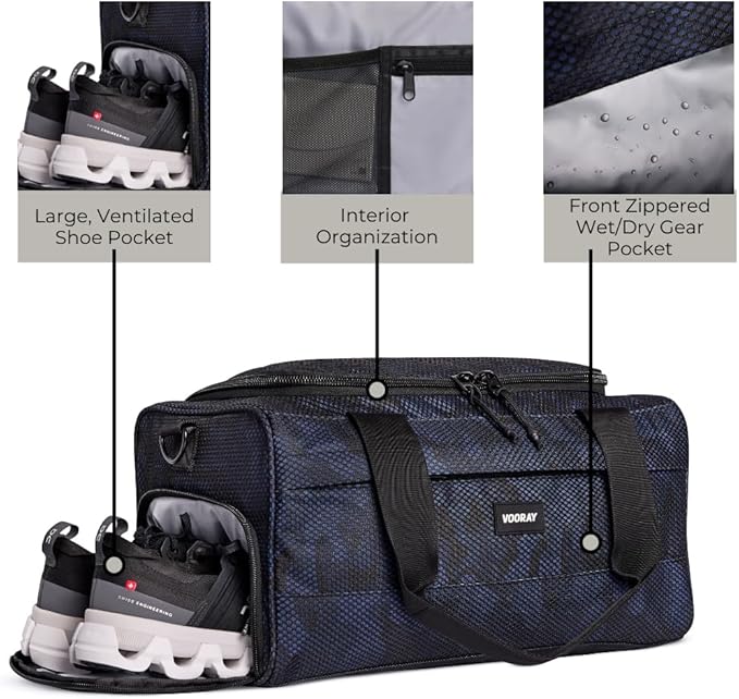 Vooray 23L Boost Duffel Bag – Small Travel & Gym Bag with Shoe Pocket, Weekender for Women & Men