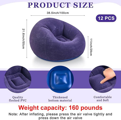 Realspring 12 Pcs Bean Bag Chairs for Adults Inflatable Chairs with Electric Air Pump,Blow up Couch