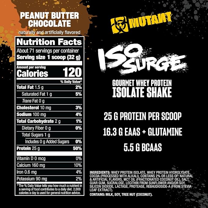 Mutant ISO Surge Whey Protein Isolate Powder Acts Fast to Help Recover, Build Muscle, Bulk and