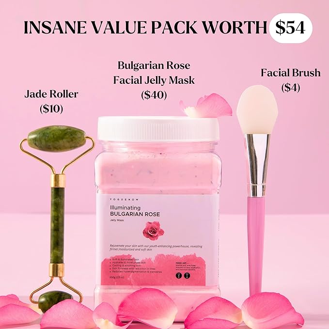 Jelly Face Mask for Facials - Bulgarian Rose Hydrating, Brightening & Nourishing Jelly Mask with