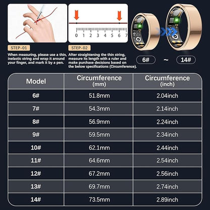 Smart Health Ring for Women Men, Fitness Tracker Ring with Heart Rate, Blood Oxygen, Sleep Tracker