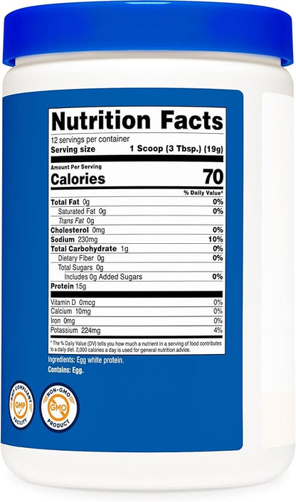 Nutricost Egg White Protein Powder 8oz (Unflavored) - Non-GMO, Gluten Free