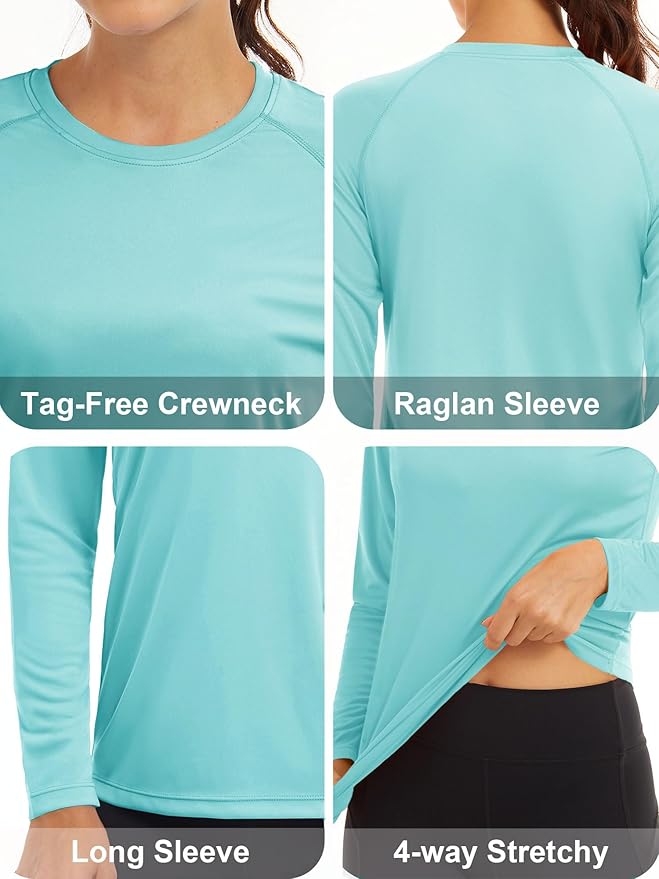 MAGCOMSEN Women's 2 Pack Long Sleeve Shirts UPF 50+ Sun Protection Quick Dry Swim Shirt for Rash