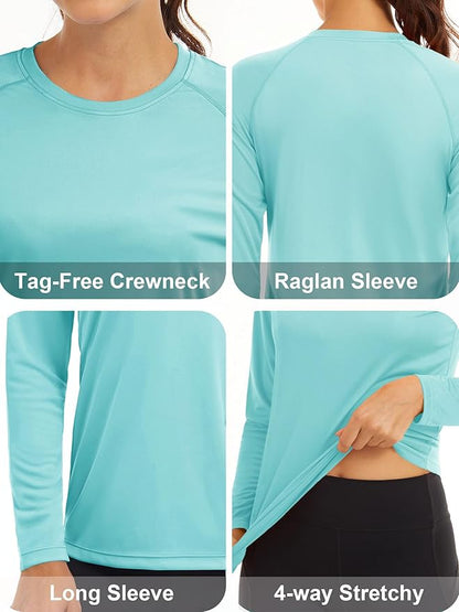 MAGCOMSEN Women's 2 Pack Long Sleeve Shirts UPF 50+ Sun Protection Quick Dry Swim Shirt for Rash