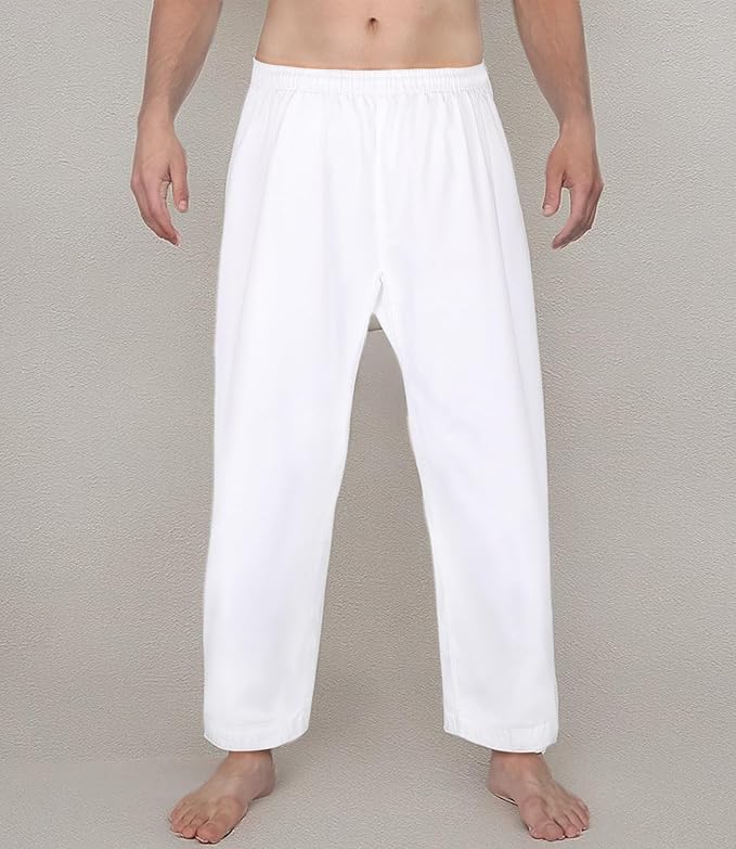 FitsT4 Sports Karate Pants 8oz Middleweight Elastic Waist Martial Arts Pants Perfect for Training