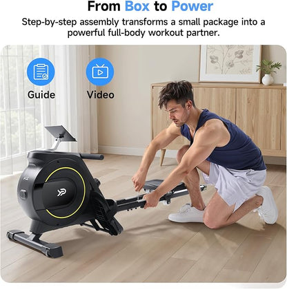 Rowing Machine for Home, 350 LB Capacity, 16-Level Silent Resistance, Magnetic Rowing Machines for