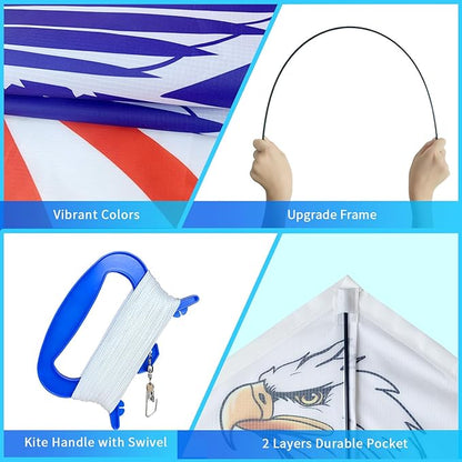Xida Kites for Kids Ages 4-8, Large Kite for Adults, Easy to Fly Beach Kites with Handle and