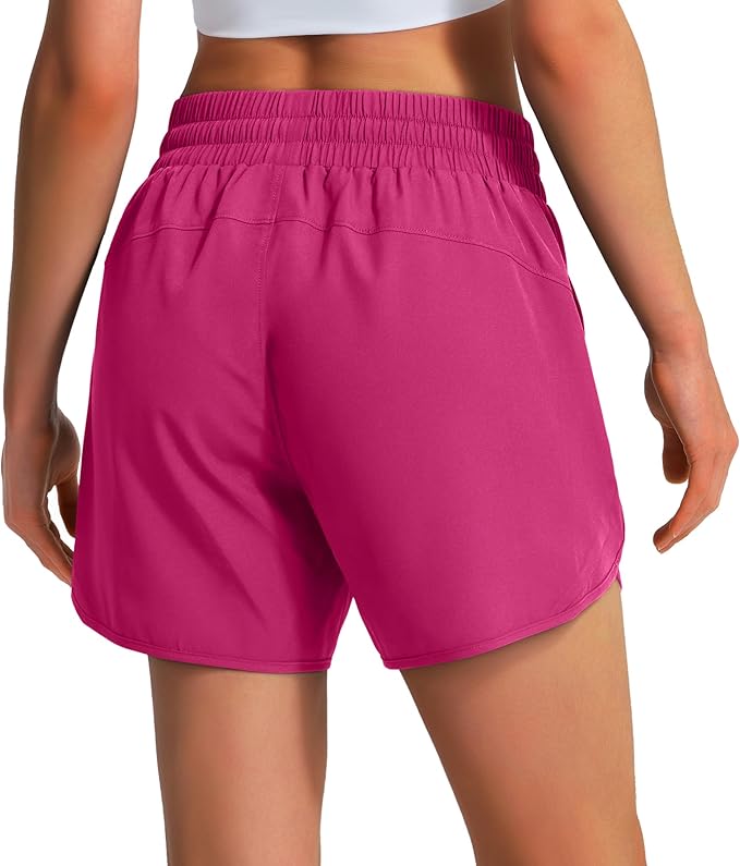 Ksmien Women's 5" Athletic Running Shorts Quick Dry Lightweight Workout Gym Shorts with Zipper