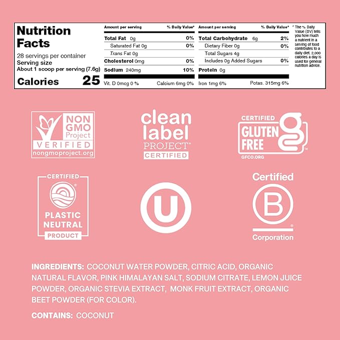 Cure Hydration | Plant-Based Electrolyte Drink Mix | No Added Sugar | FSA-HSA | Dehydration Relief
